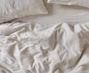 Oatmeal Stripe Linen Blend Duvet Cover