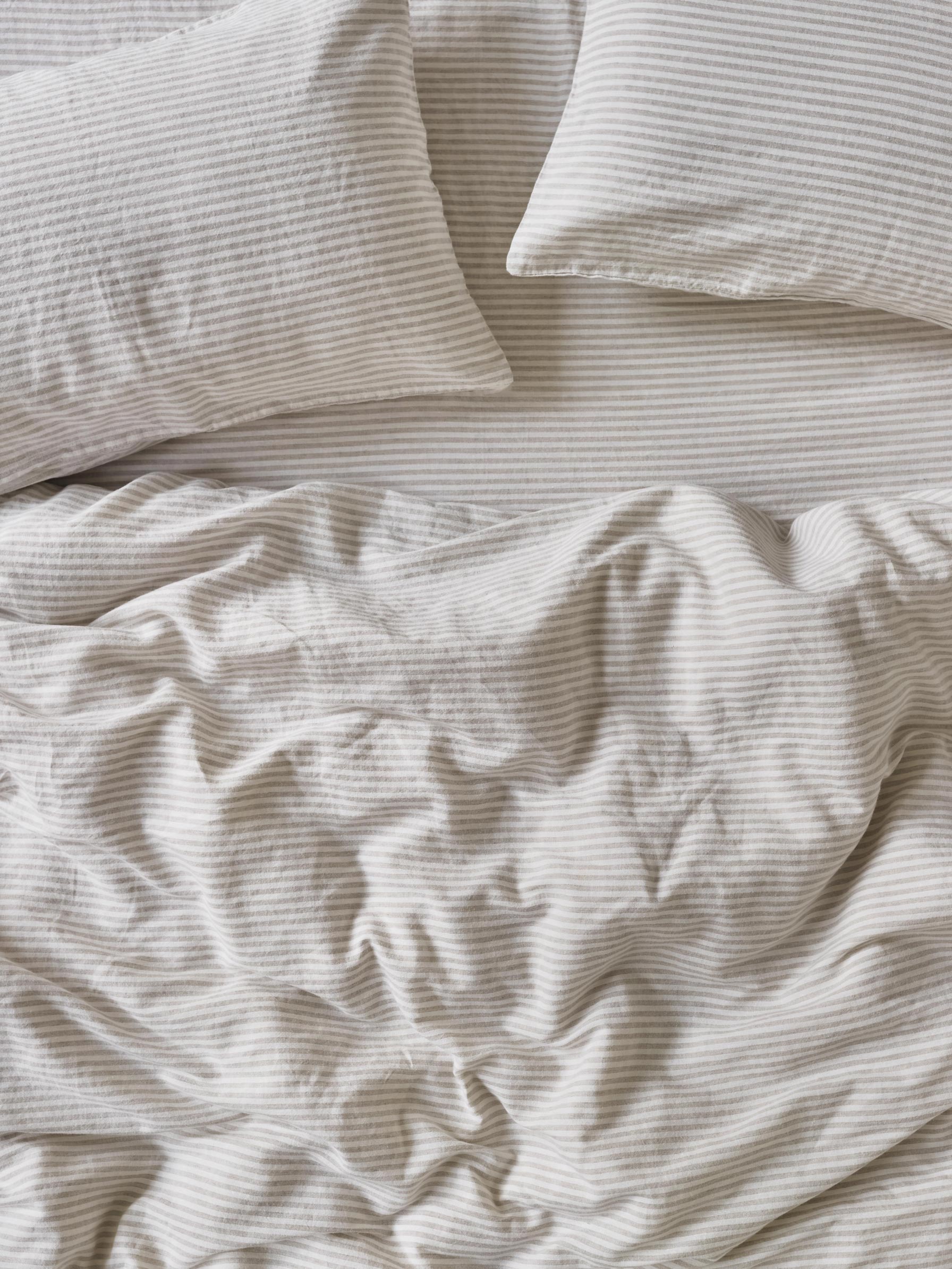 Oatmeal Stripe Linen Blend Duvet Cover