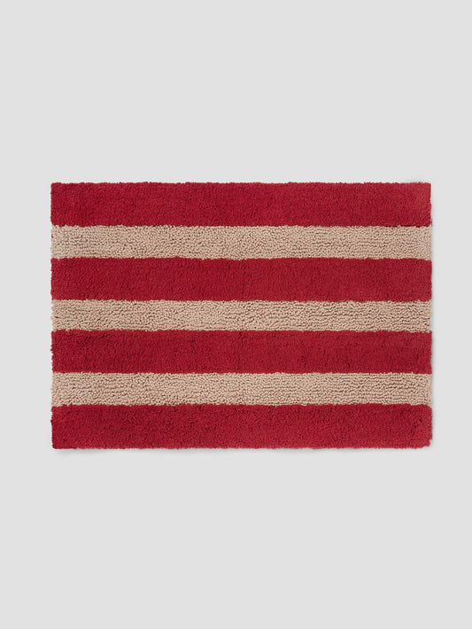 Sandstone Red Pembroke Stripe Cotton Bath Mat