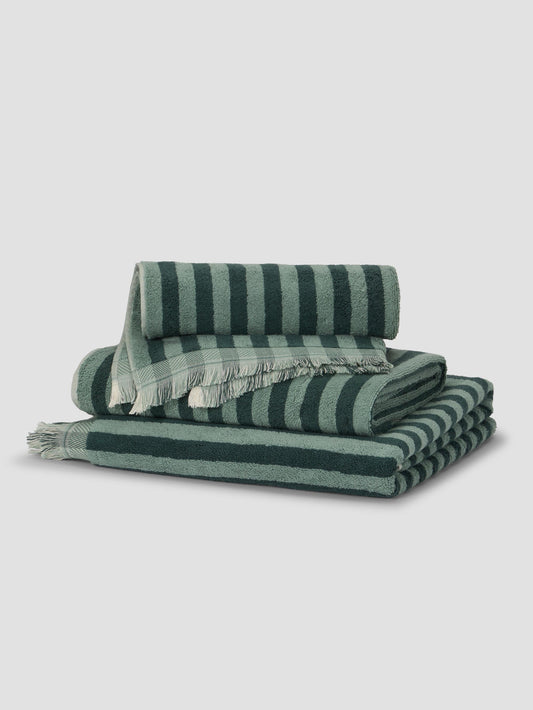 Pine Green Pembroke Stripe Cotton Towels