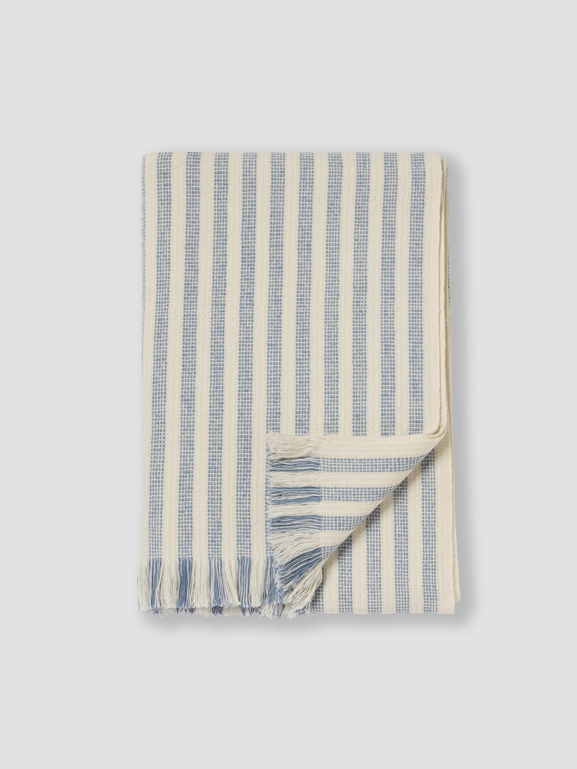 Coastal Blue Pembroke Stripe Wool Throw