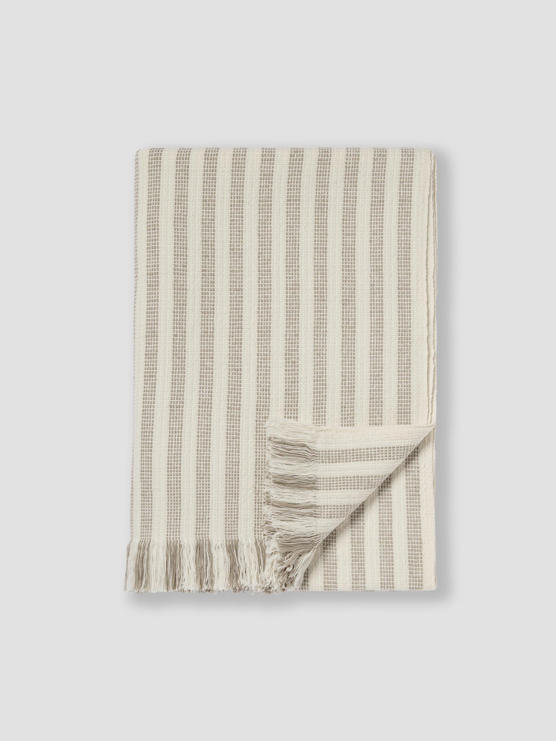 Oatmeal Pembroke Stripe Wool Throw