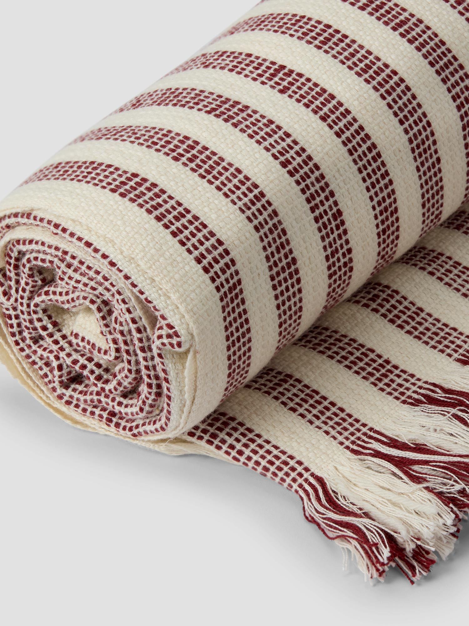 Rust Red Pembroke Stripe Wool Throw