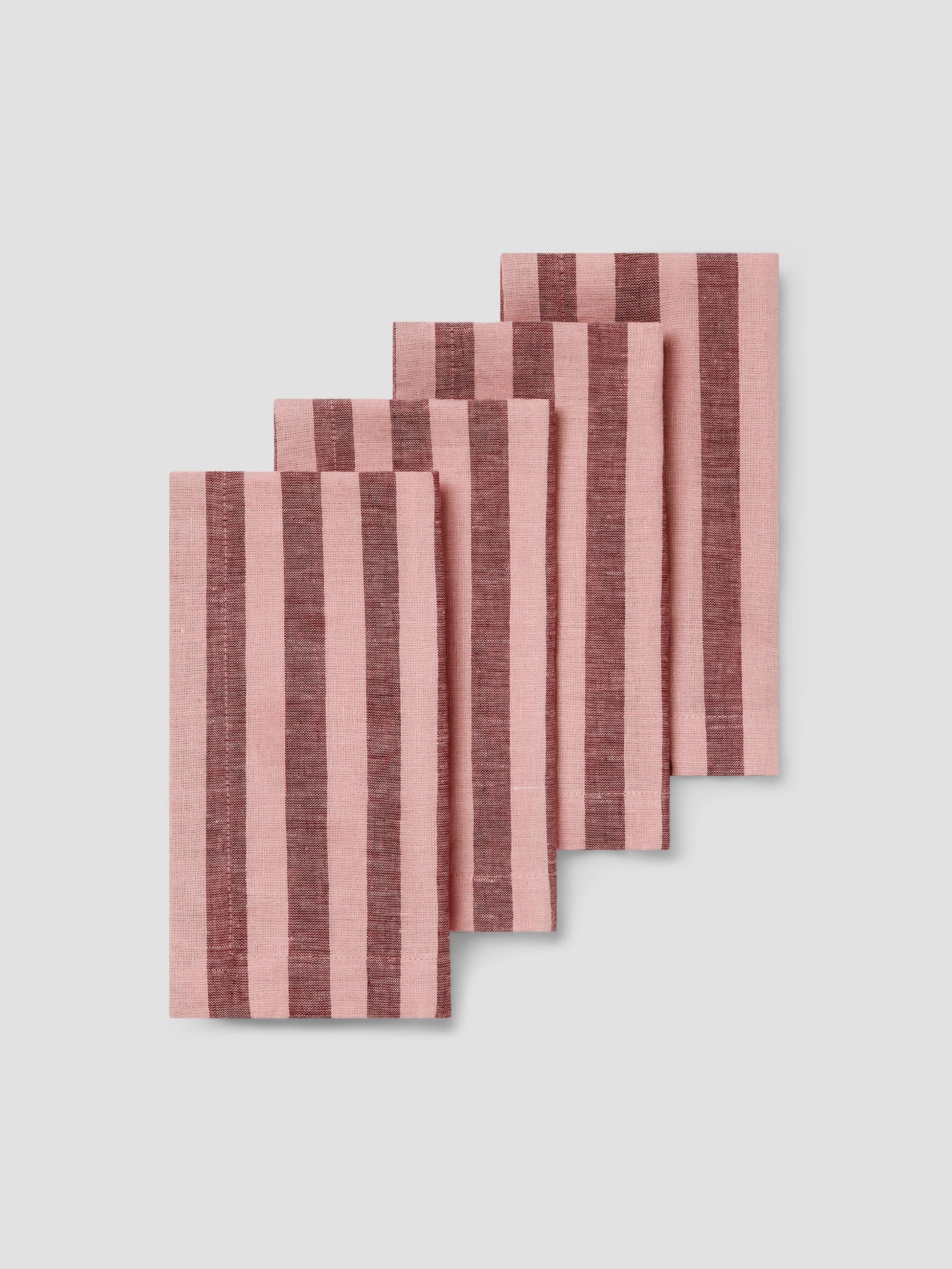 Rhubarb & Rose Pembroke Stripe Linen Blend Napkins Set of 4