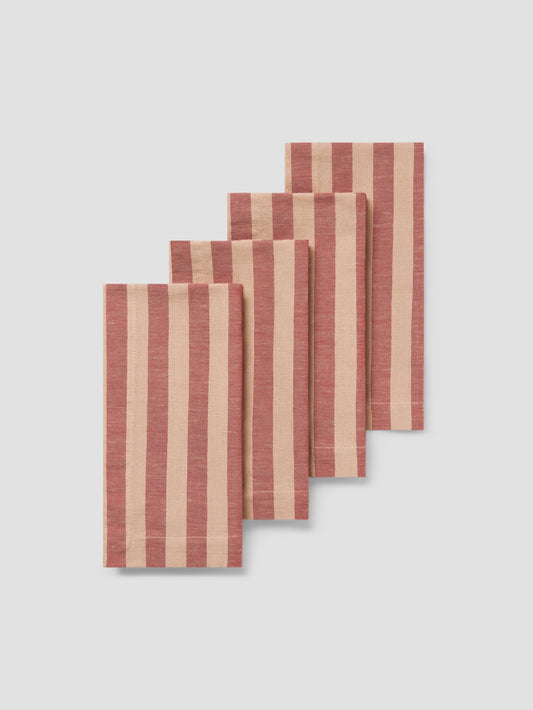 Sandstone Red Pembroke Stripe Linen Blend Napkins Set of 4