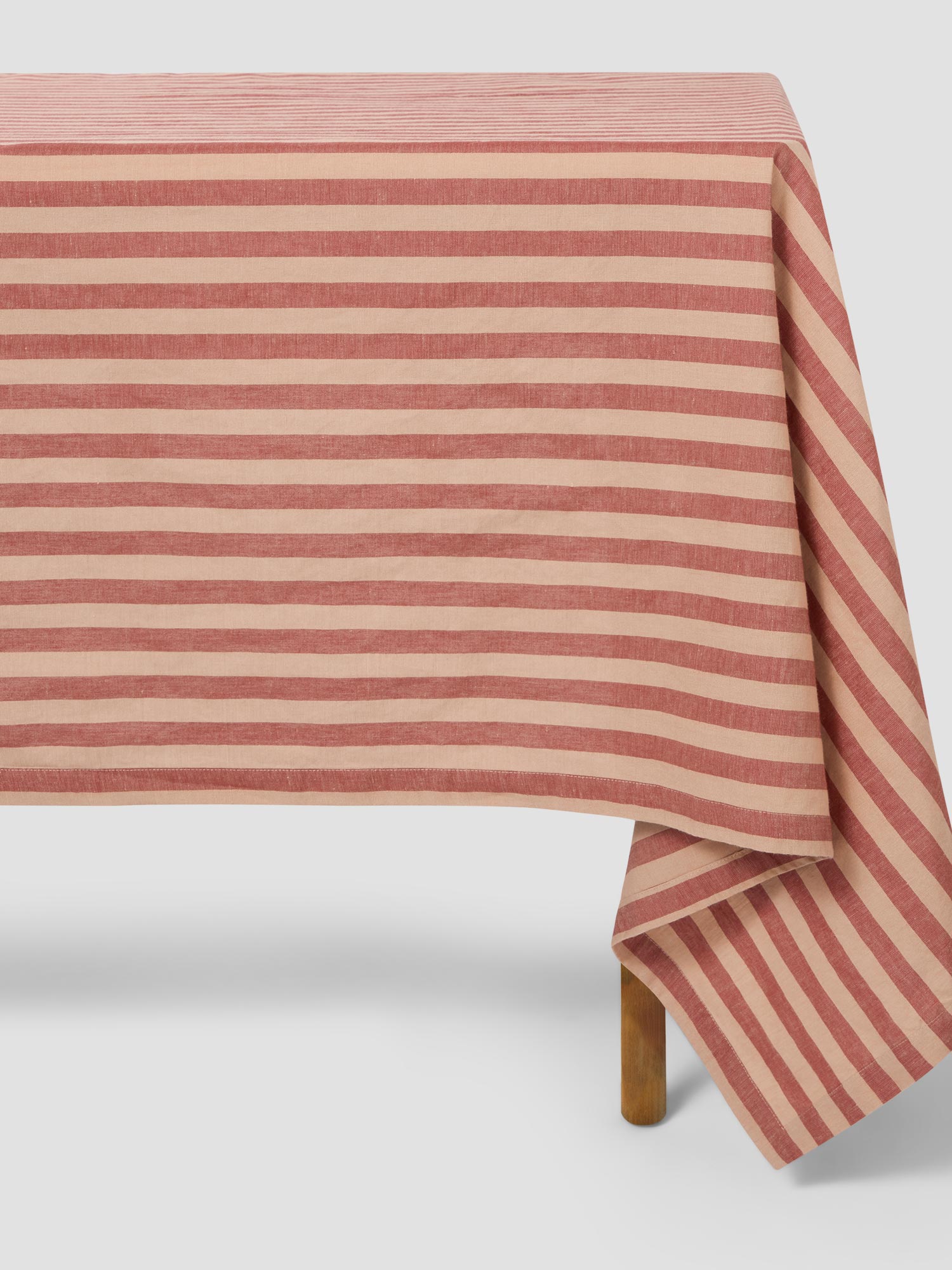 Sandstone Red Pembroke Stripe Linen Blend Tablecloth