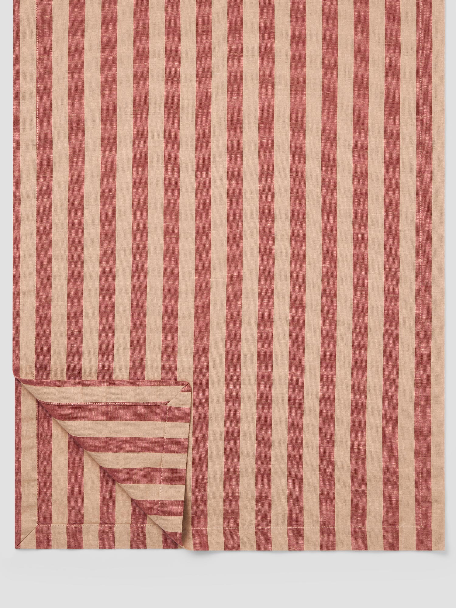 Sandstone Red Pembroke Stripe Linen Blend Table Runner