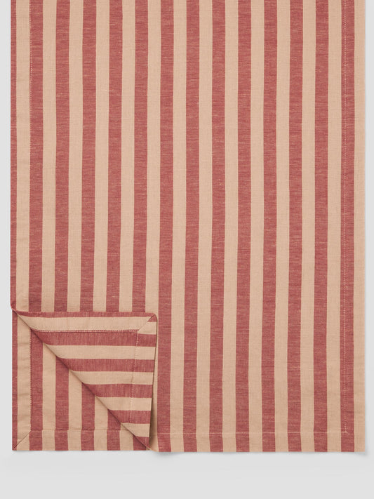 Sandstone Red Pembroke Stripe Linen Blend Table Runner