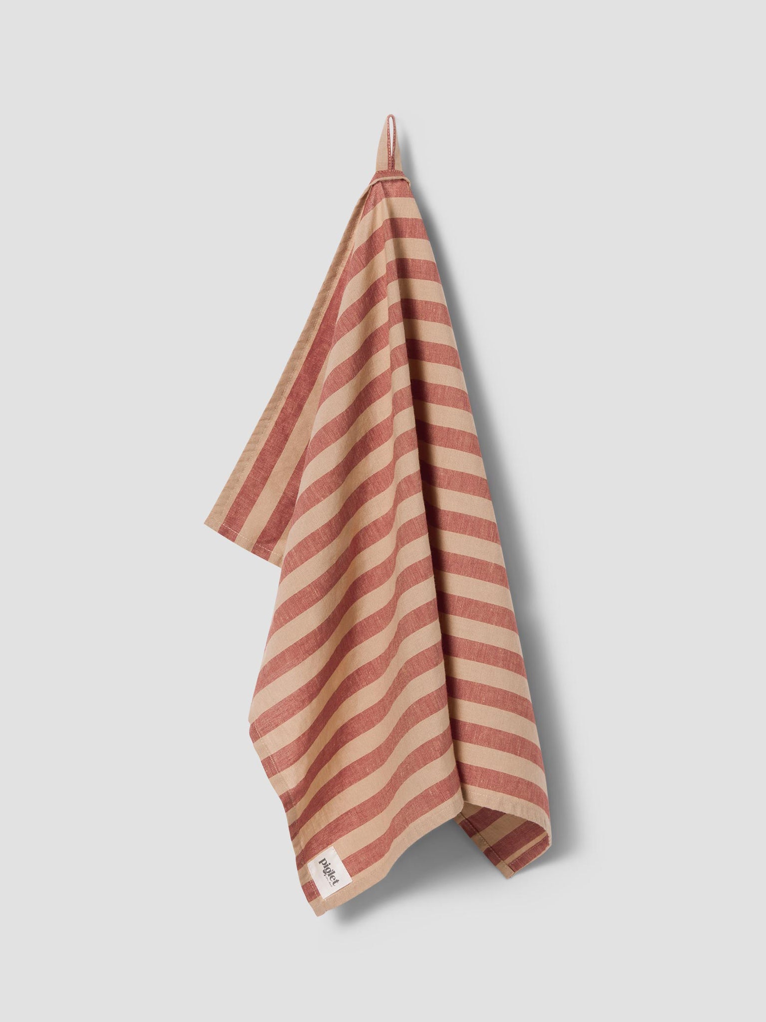 Sandstone Red Pembroke Stripe Linen Blend Tea Towel