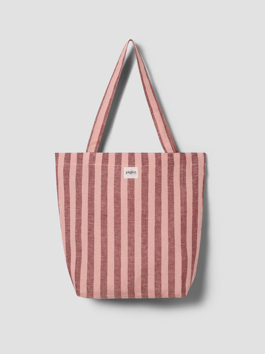 Rhubarb & Rose Pembroke Stripe Linen Blend Tote Bag