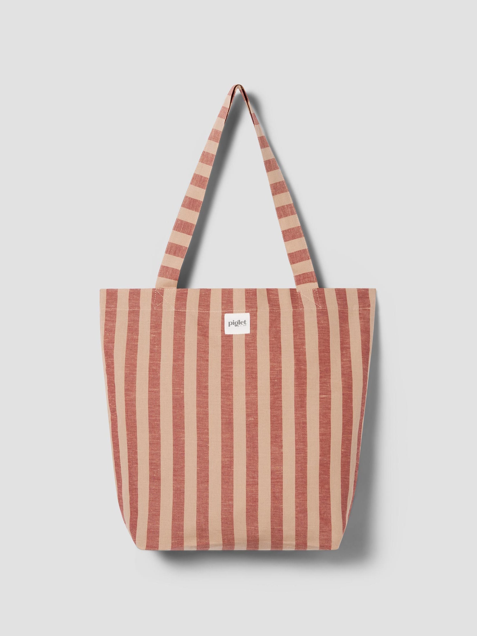 Sandstone Red Pembroke Stripe Linen Blend Tote Bag