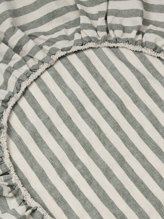 Fern Pembroke Stripe Linen Blend Fitted Sheet