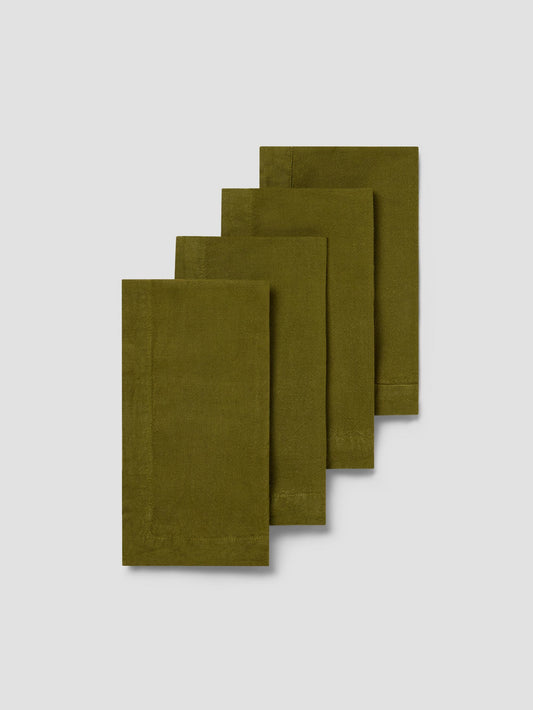Botanical Green Linen Blend Napkins Set of 4
