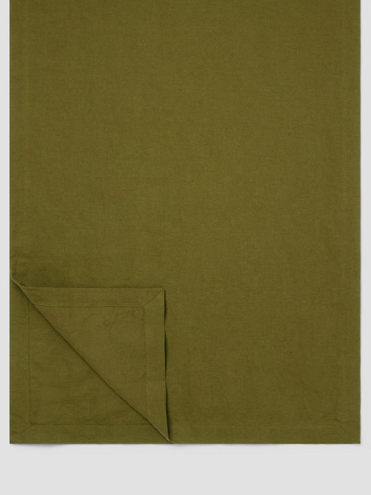 Botanical Green Linen Blend Table Runner