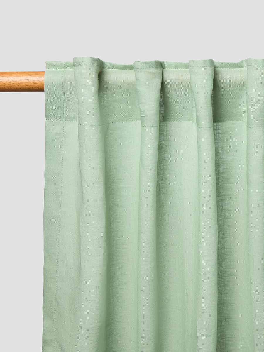 Sage Green Linen Blend Curtain (Pair)