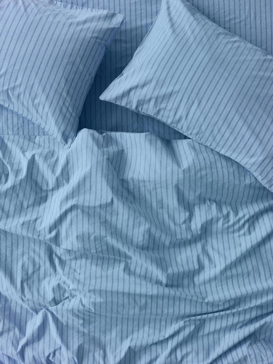 Pale Blue Favourite Shirt Stripe Cotton Duvet Cover
