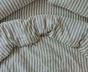 Fern Green Pembroke Stripe Linen Blend Duvet Cover