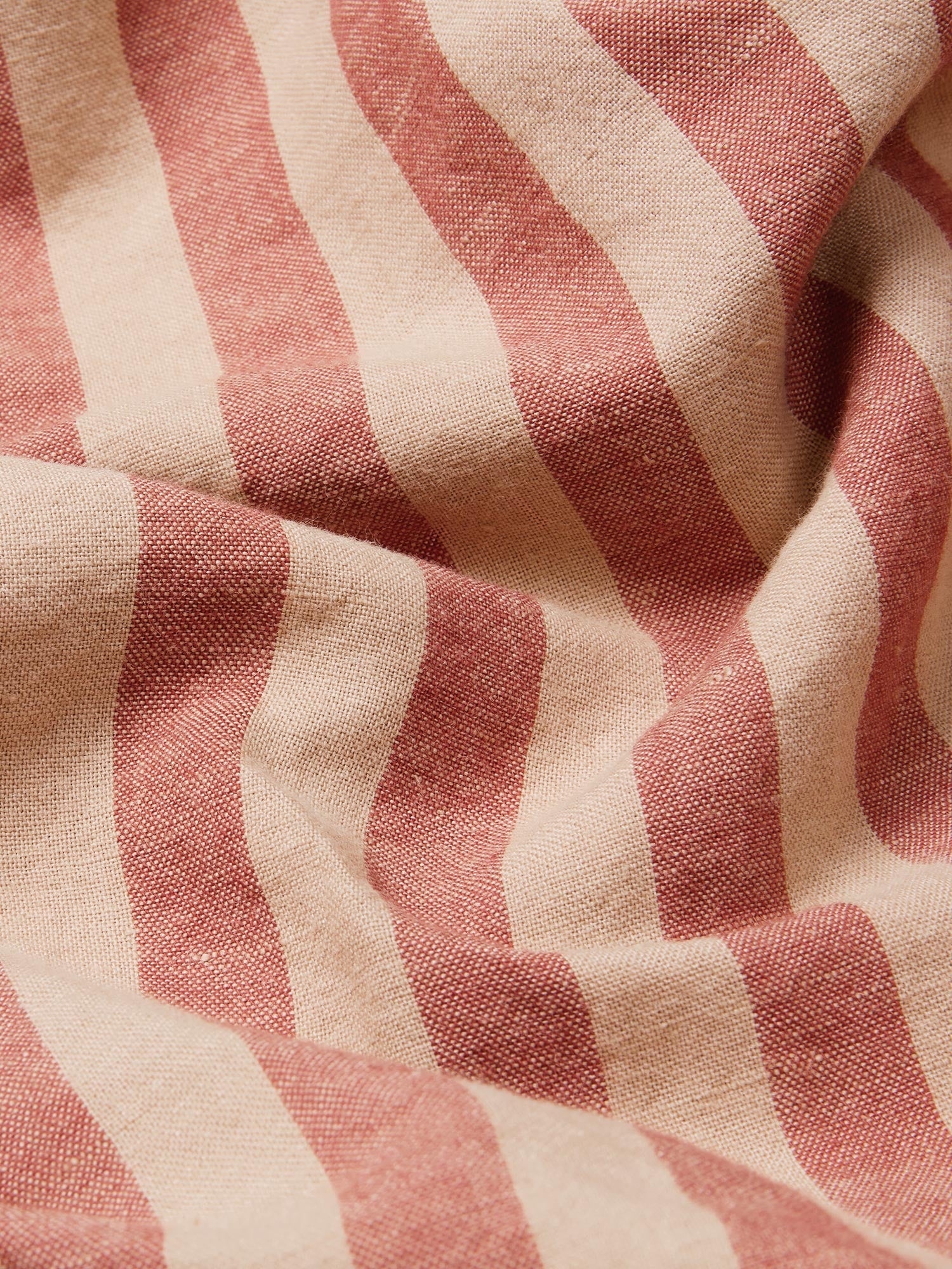Sandstone Red Pembroke Stripe 100% Linen Fitted Sheet
