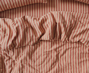 Sandstone Red Pembroke Stripe Linen Blend Duvet Cover