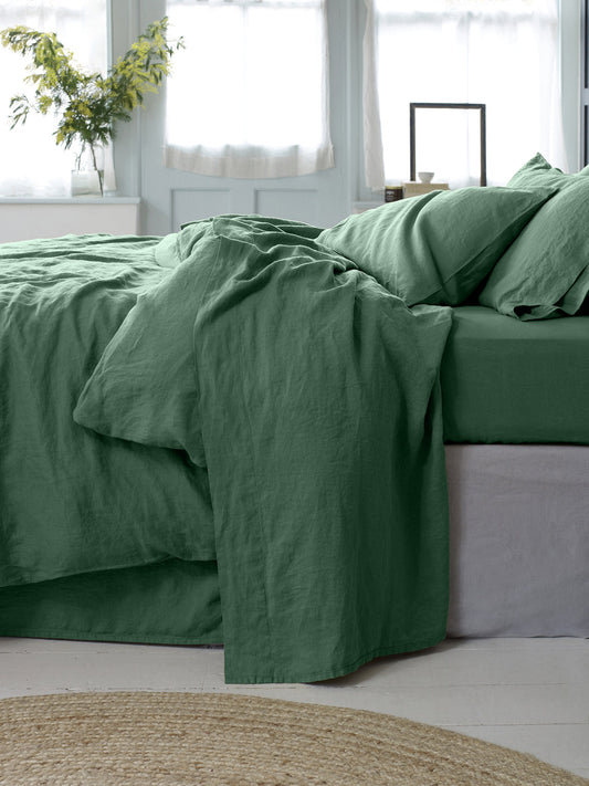 Elm Green Linen Blend Flat Sheet