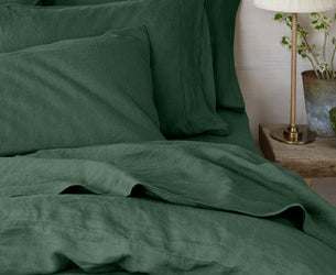 Elm Green Linen Blend Pillowcases (Pair)