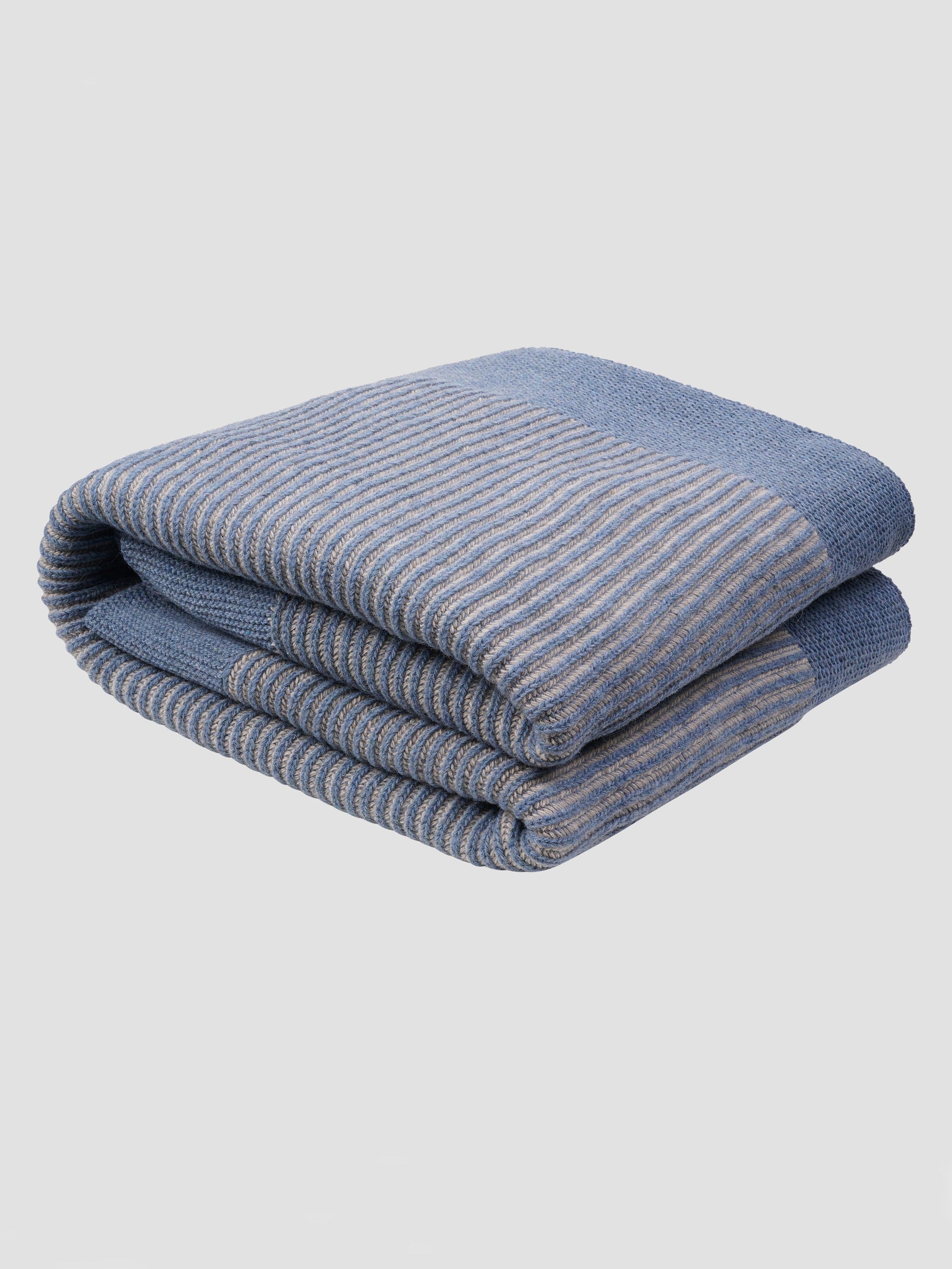 Stone Blue Striped Knitted Throw