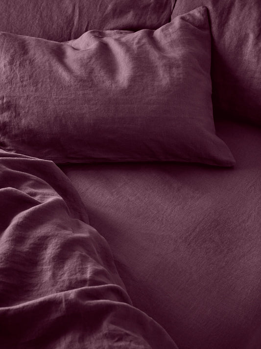 Berry Linen Blend Fitted Sheet
