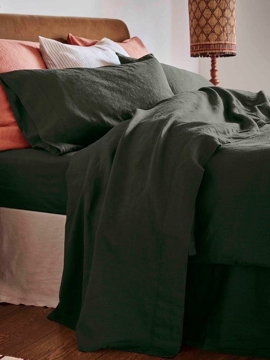 Fern Green Linen Blend Flat Sheet