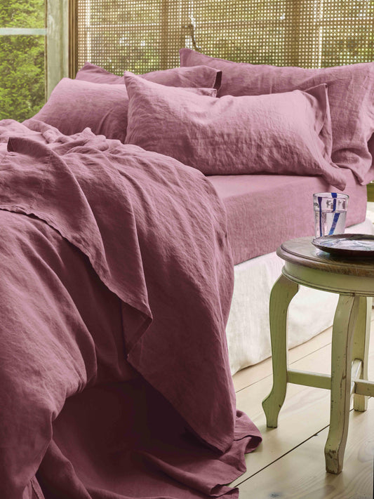 Raspberry Linen Blend Flat Sheet