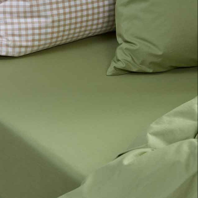 Pear and Cafe Au Lait Gingham  Washed Cotton Bedding
