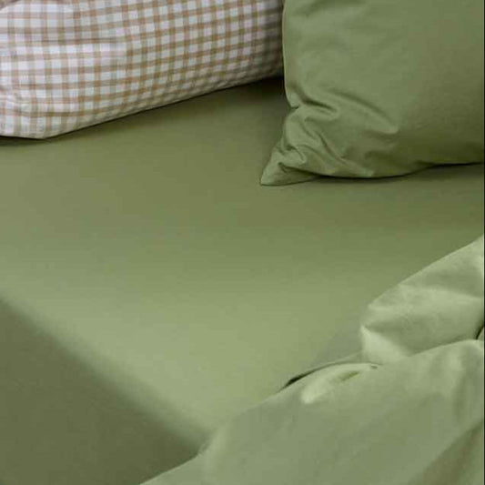 Pear and Cafe Au Lait Gingham  Washed Cotton Bedding