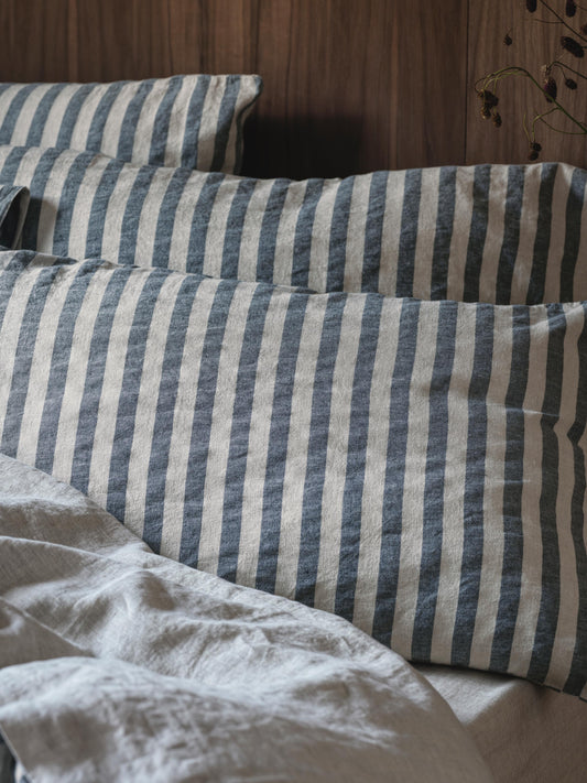 Atlantic Pembroke Stripe Linen Blend Pillowcases (Pair)