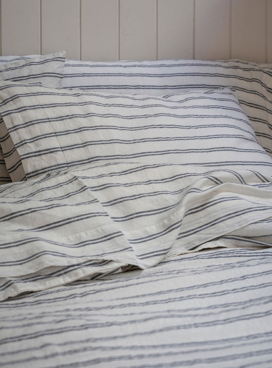 Ivory Kemptown Stripe Linen Blend Pillowcases (Pair)