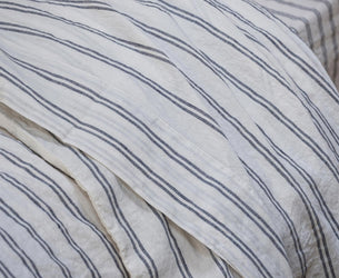Ivory Kemptown Stripe Linen Blend Flat Sheet