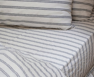 Ivory Kemptown Stripe Linen Blend Fitted Sheet