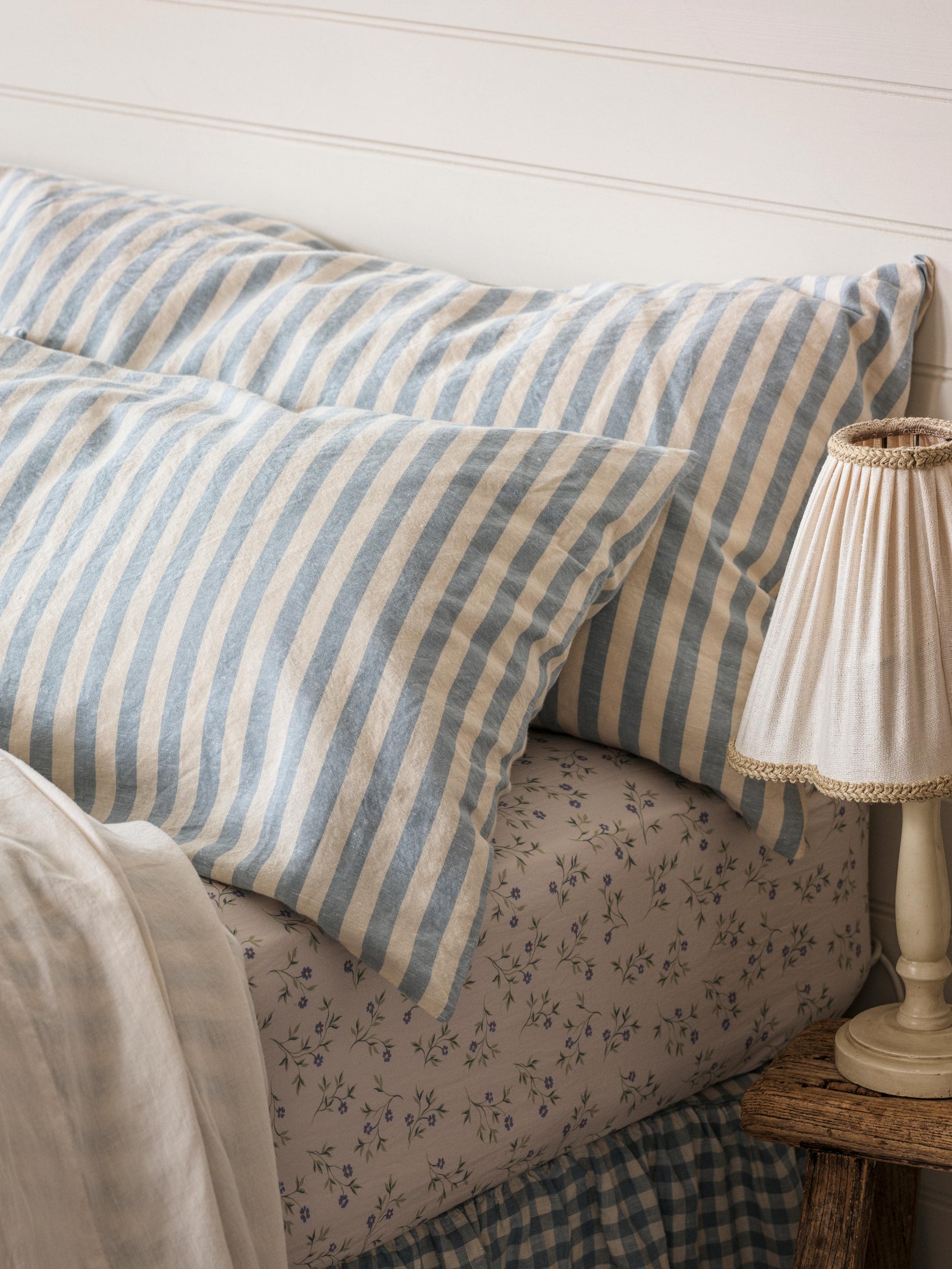 Coastal Blue Pembroke Stripe Linen Blend Pillowcases (Pair)