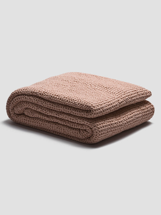 French Rose Waffle Cotton Throw