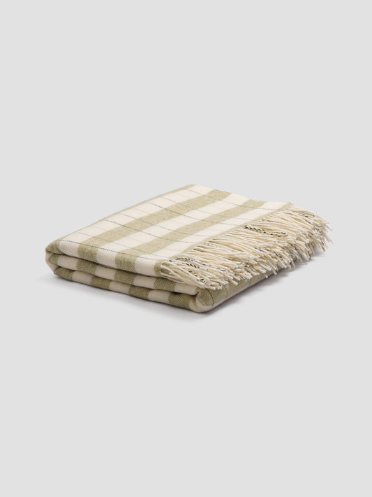Apple Checked Stripe Wool Blanket