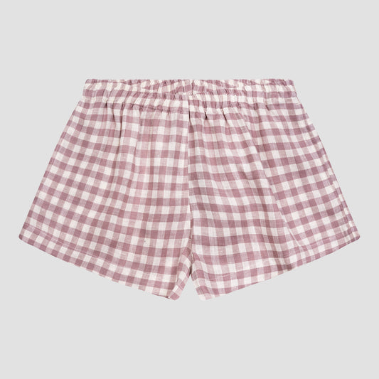Elderberry Gingham Linen Women's Pyjama Shorts