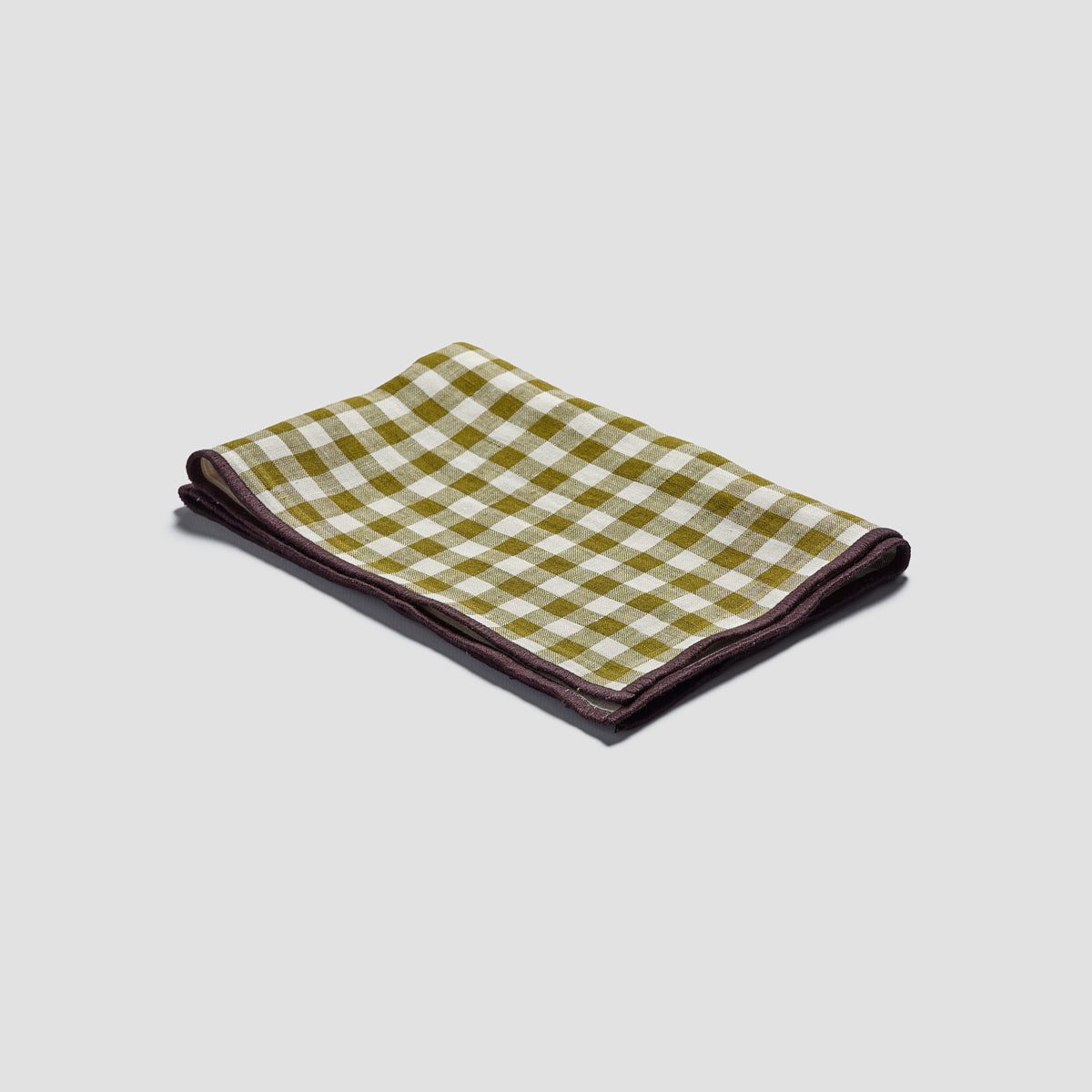 Botanical Green Gingham Linen Placemat Set - Piglet in Bed