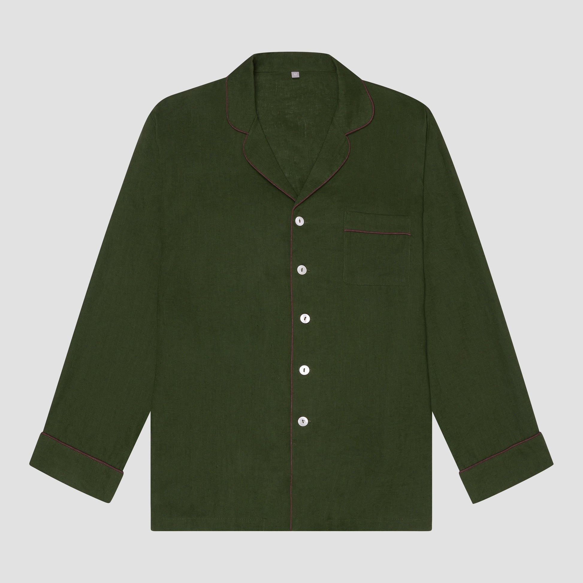 Men's Fern Green Linen Pyjama Shirt
