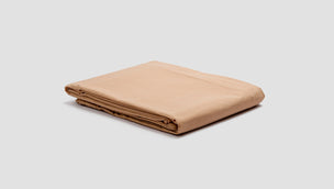 Cafe au Lait Washed Cotton Percale Flat Sheet - Piglet in Bed