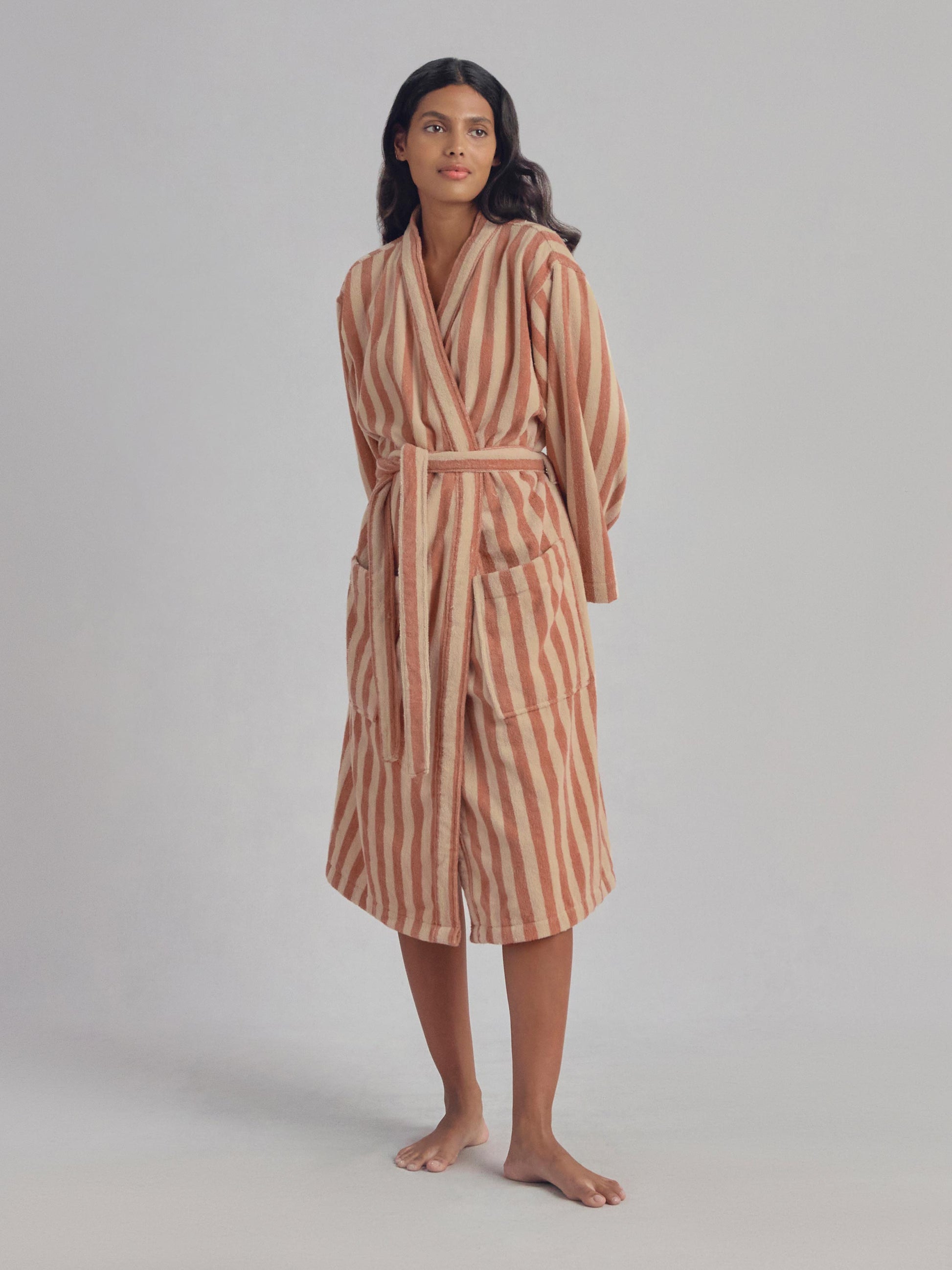 Sand Shell Pembroke Stripe Cotton Robe