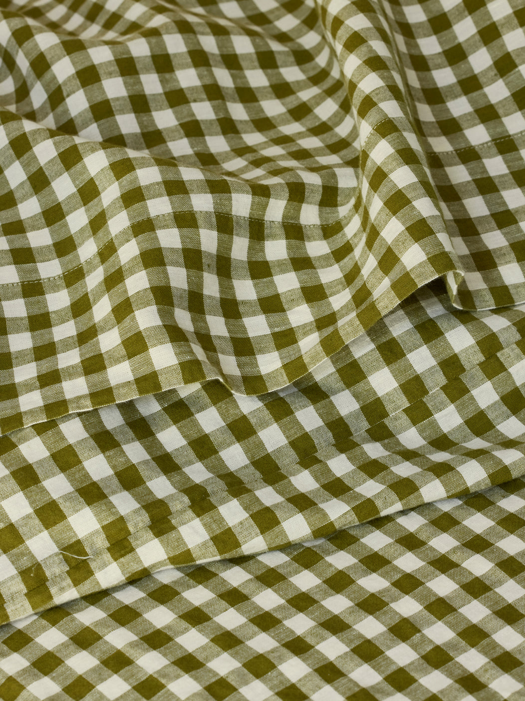 Botanical Green Gingham Linen Blend Flat Sheet
