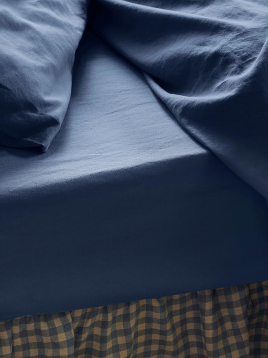 Blueberry Linen Blend Fitted Sheet