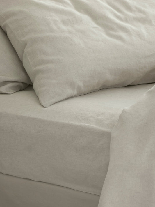 Oatmeal 100% Linen Fitted Sheet