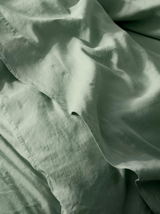 Sage Green Linen Blend Flat Sheet