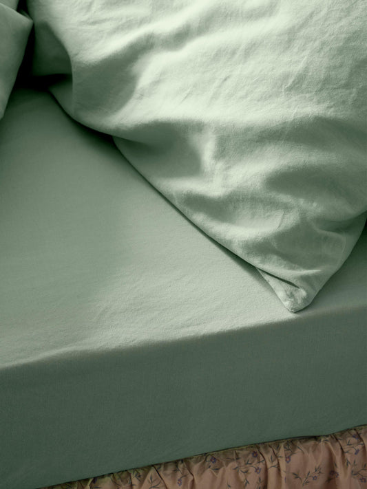 Sage Green 100% Linen Fitted Sheet