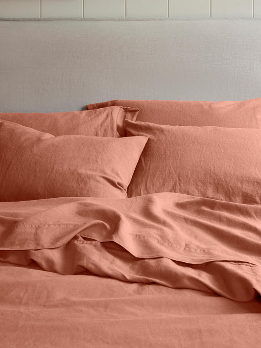 Warm Clay Linen Blend Pillowcases (Pair)