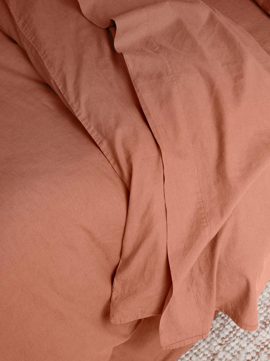 Warm Clay 100% Linen Flat Sheet
